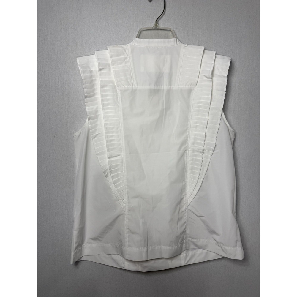 Maeve Anthropologie White Sleeveless Ruffled Blouse Large New - Picture 7 of 14